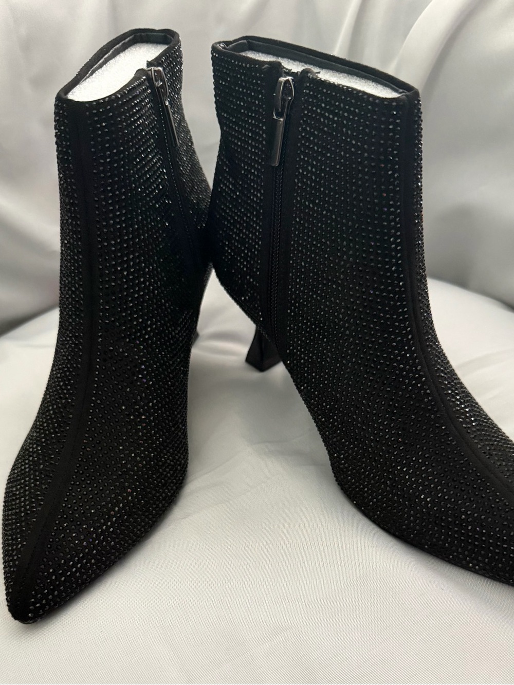 Black Rhinestone embellishment   Women’s Ankle Boots 2 inch heel